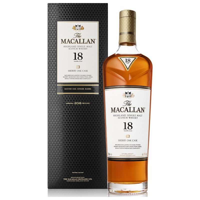 Macallan Sherry Oak 18 Year Highland Single Malt Scotch Whisky (750ml)